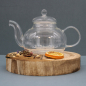 Preview: Teekanne aus Glas mit Glasfilter - Round Pearl - 800ml